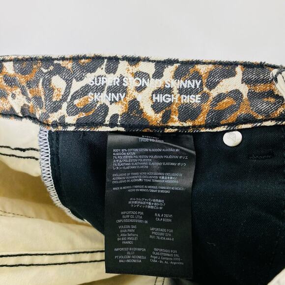 Volcom Size 29 Leopard Print Super Stoned High Rise Button Fly Skinny Jeans - Picture 6 of 6